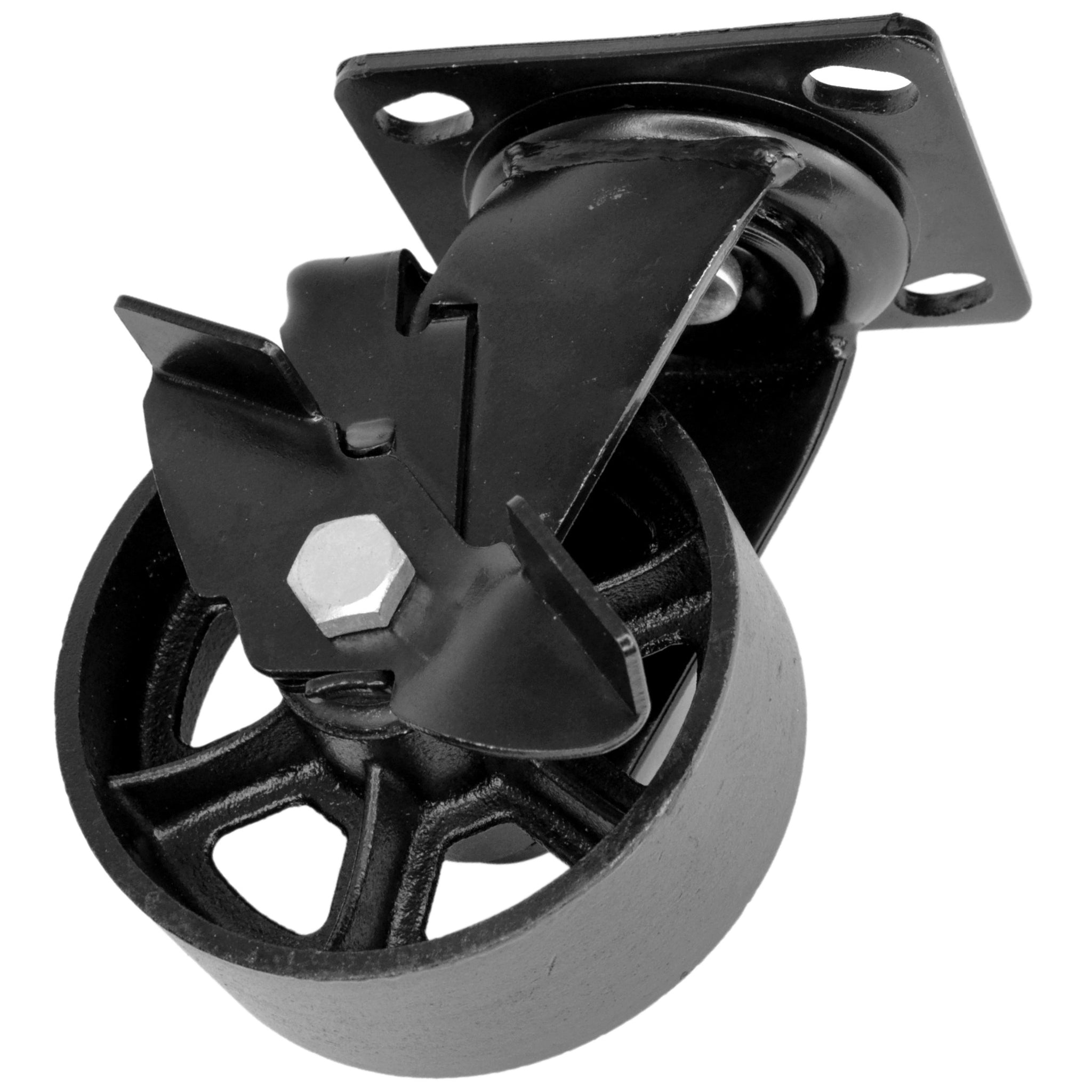 Roulette industrielle en métal noir 125mm pour meuble - pivotante – Home  Invasion