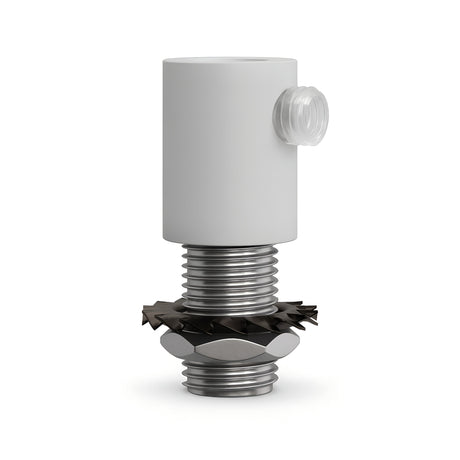 Serre-câble cylindrique en métal M10x1, écrou et rondelle — Blanc