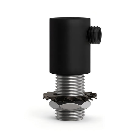 Serre-câble cylindrique en métal M10x1, écrou et rondelle — Noir