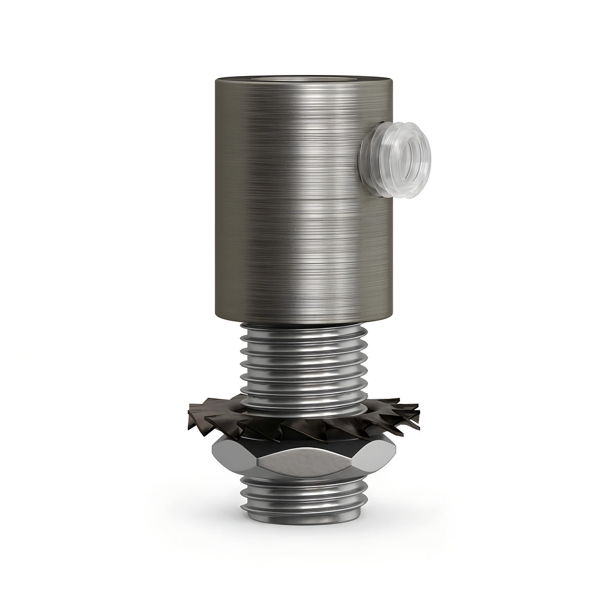 Serre-câble cylindrique en métal M10x1, écrou et rondelle — Titane satiné