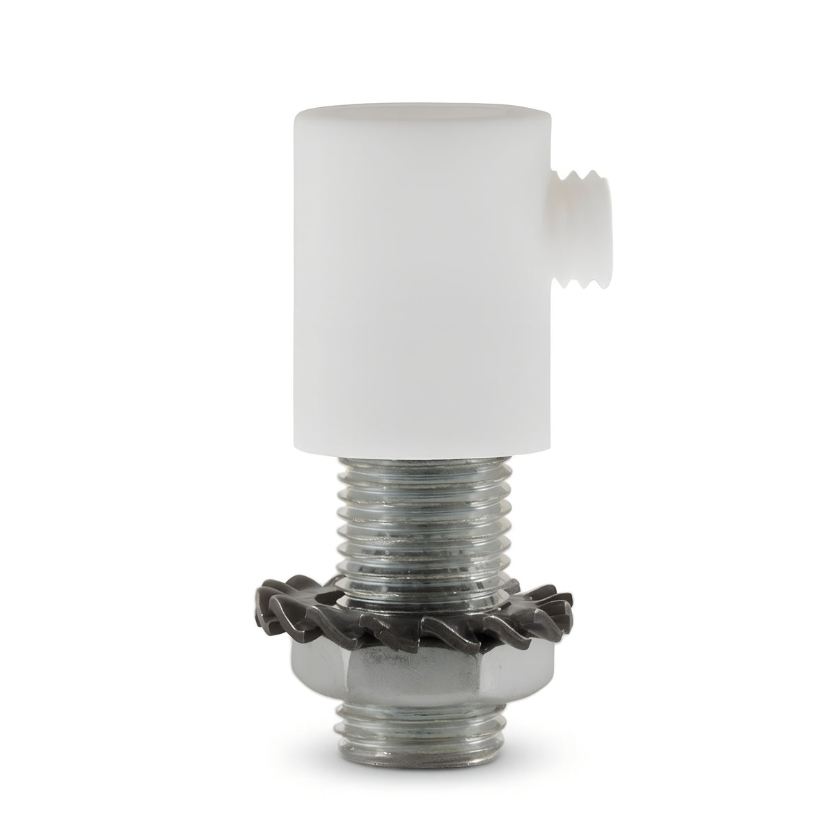Serre-câble cylindrique en plastique, tube fileté M10x1 — Blanc