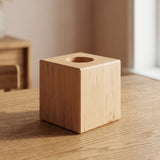 Socle de lampe cube en bois d'aulne pour douille E27