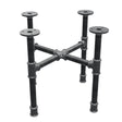 Piètement de table basse industrielle en fonte, pieds en croix, 38 × 38 cm, hauteur 32 cm, vue trois quarts