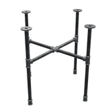 Piètement de table basse industrielle en fonte, pieds en croix, 58 × 58 cm, hauteur 52 cm, vue trois quarts