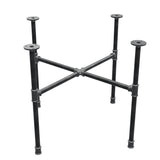 Piètement de table basse industrielle en fonte, pieds en croix, 68 × 68 cm, hauteur 52 cm, vue trois quarts