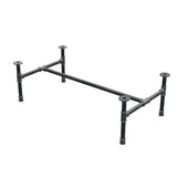 Piètement de table basse industrielle en fonte, structure en H, 101 × 55 cm, hauteur 32 cm, vue trois quarts