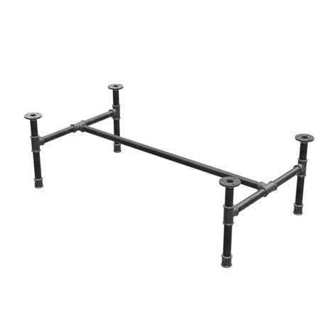Piètement de table basse industrielle en fonte, structure en H, 101 × 55 cm, hauteur 32 cm, vue trois quarts