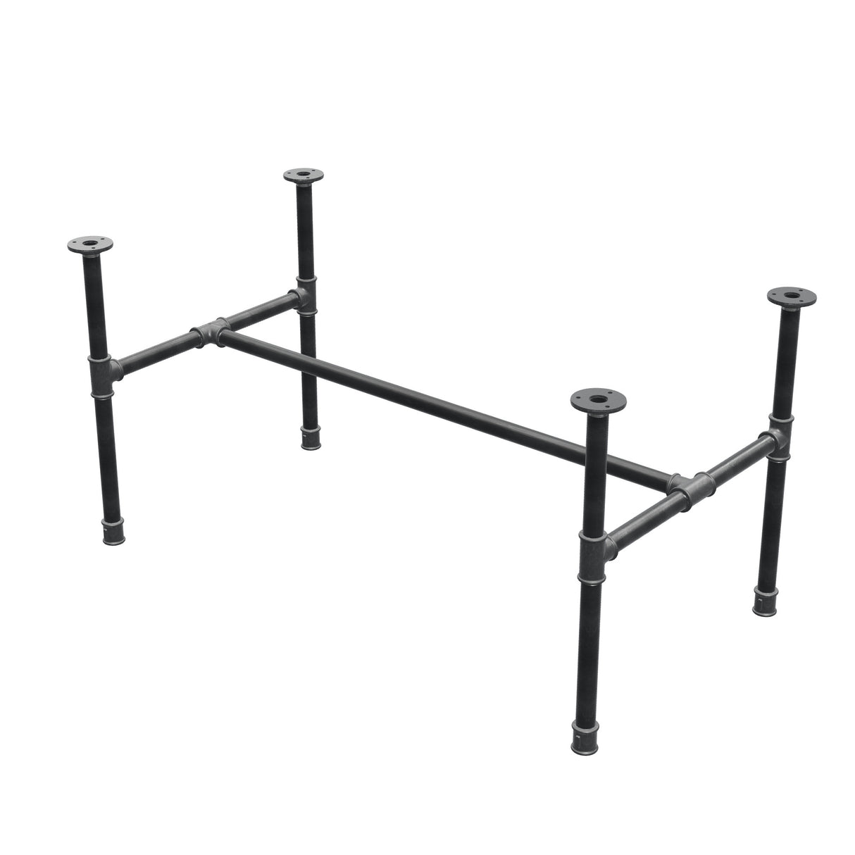Piètement de table basse industrielle en fonte, structure en H, 101 × 55 cm, hauteur 52 cm, vue trois quarts