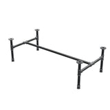 Piètement de table basse industrielle en fonte, structure en H, 111 × 55 cm, hauteur 32 cm, vue trois quarts