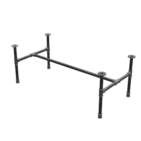 Piètement de table basse industrielle en fonte, structure en H, 111 × 55 cm, hauteur 42 cm, vue trois quarts