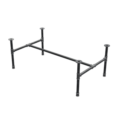Piètement de table basse industrielle en fonte, structure en H, 111 × 65 cm, hauteur 42 cm, vue trois quarts