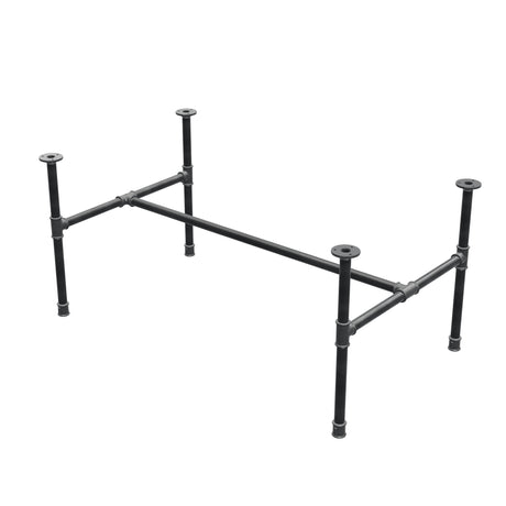 Piètement de table basse industrielle en fonte, structure en H, 111 × 65 cm, hauteur 52 cm, vue trois quarts