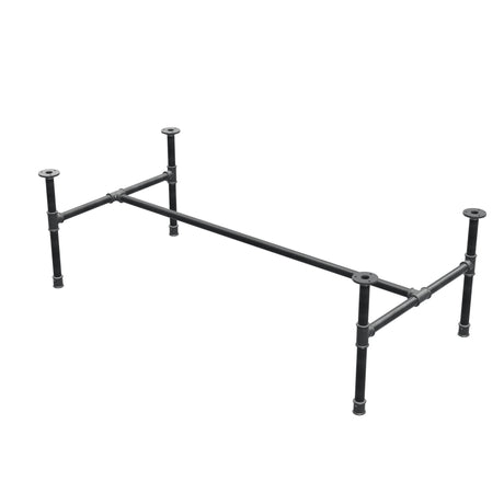Piètement de table basse industrielle en fonte, structure en H, 131 × 65 cm, hauteur 42 cm, vue trois quarts