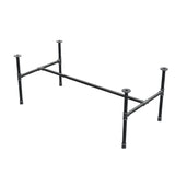 Piètement de table basse industrielle en fonte, structure en H, 131 × 65 cm, hauteur 52 cm, vue trois quarts