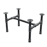 Piètement de table basse industrielle en fonte, structure en H, 51 × 35 cm, hauteur 32 cm, vue trois quarts