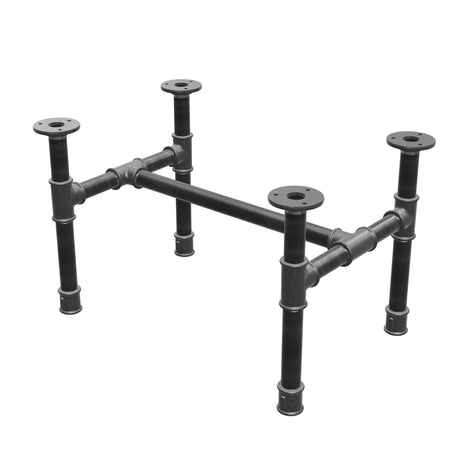 Piètement de table basse industrielle en fonte, structure en H, 51 × 35 cm, hauteur 32 cm, vue trois quarts