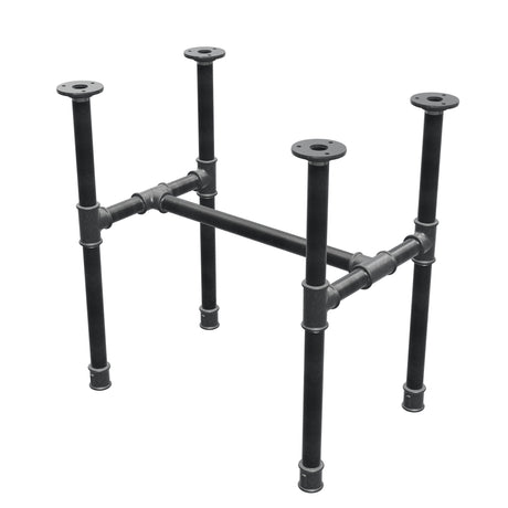 Piètement de table basse industrielle en fonte, structure en H, 51 × 35 cm, hauteur 52 cm, vue trois quarts
