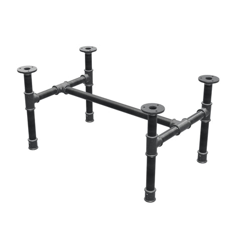 Piètement de table basse industrielle en fonte, structure en H, 61 × 39 cm, hauteur 32 cm, vue trois quarts