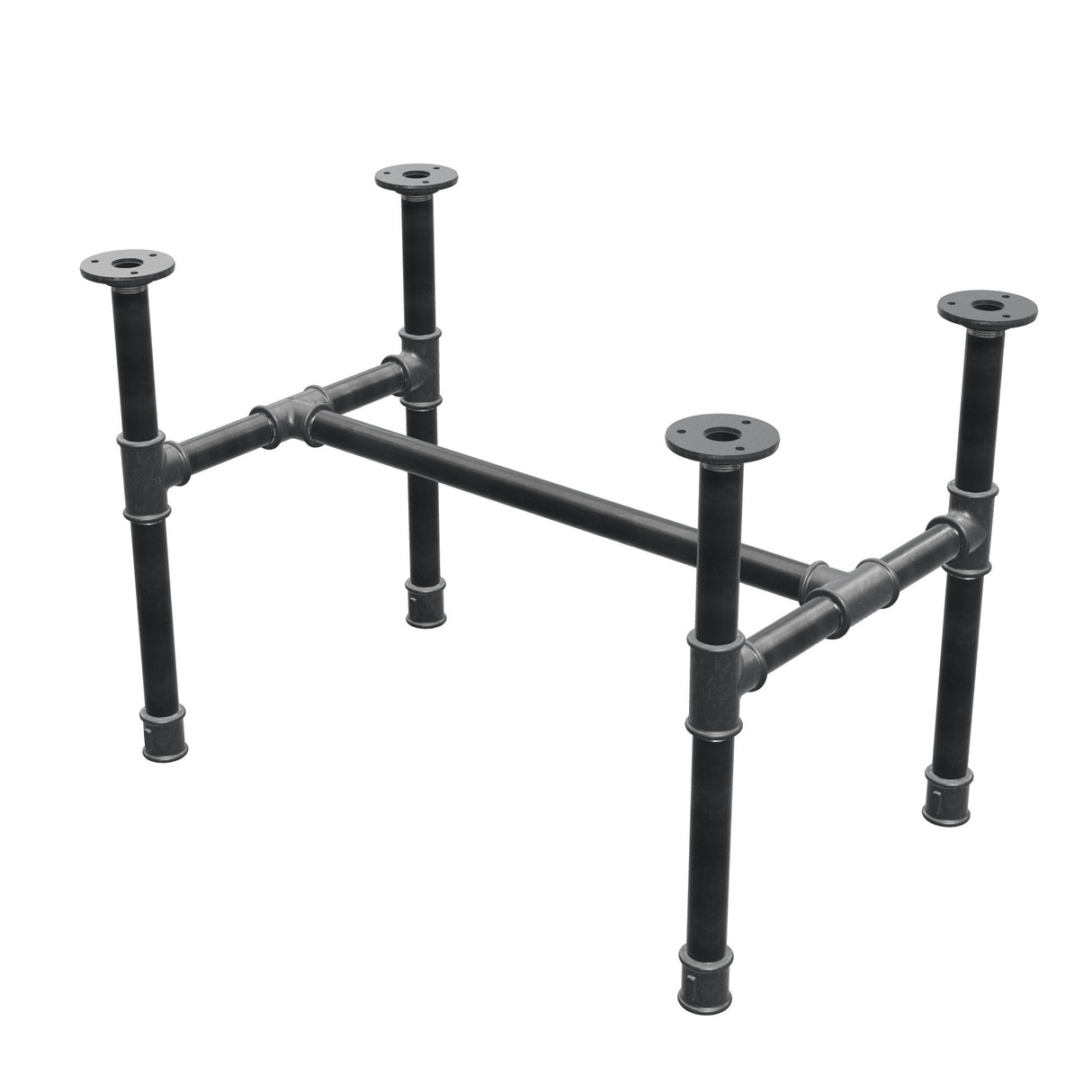 Piètement de table basse industrielle en fonte, structure en H, 61 × 39 cm, hauteur 42 cm, vue trois quarts