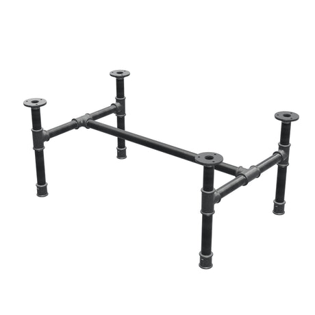 Piètement de table basse industrielle en fonte, structure en H, 71 × 45 cm, hauteur 32 cm, vue trois quarts