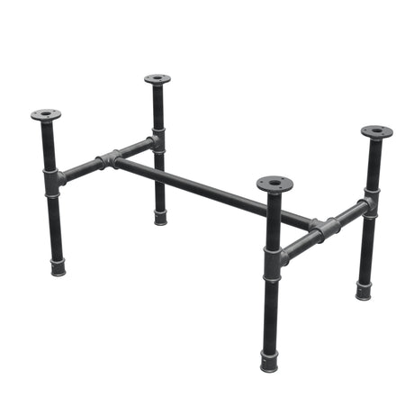 Piètement de table basse industrielle en fonte, structure en H, 71 × 45 cm, hauteur 42 cm, vue trois quarts