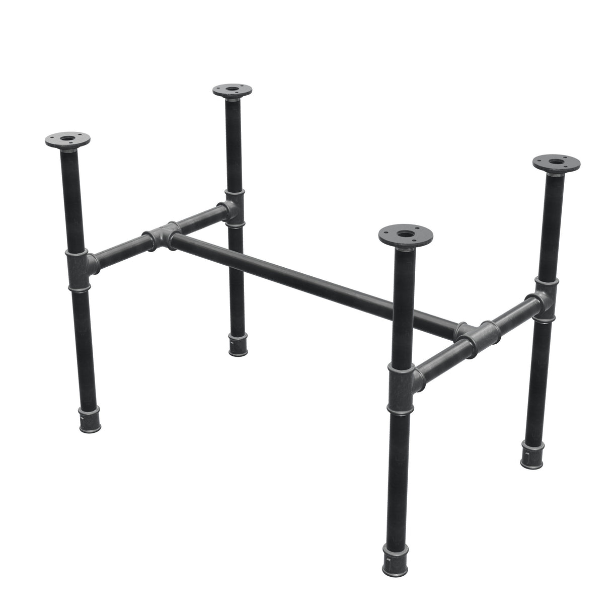 Piètement de table basse industrielle en fonte, structure en H, 71 × 45 cm, hauteur 52 cm, vue trois quarts