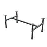 Piètement de table basse industrielle en fonte, structure en H, 81 × 45 cm, hauteur 32 cm, vue trois quarts
