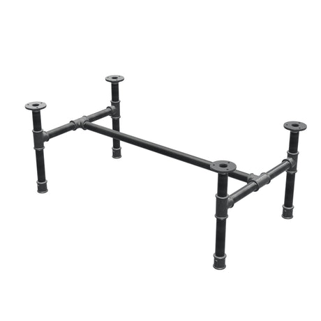 Piètement de table basse industrielle en fonte, structure en H, 81 × 45 cm, hauteur 32 cm, vue trois quarts
