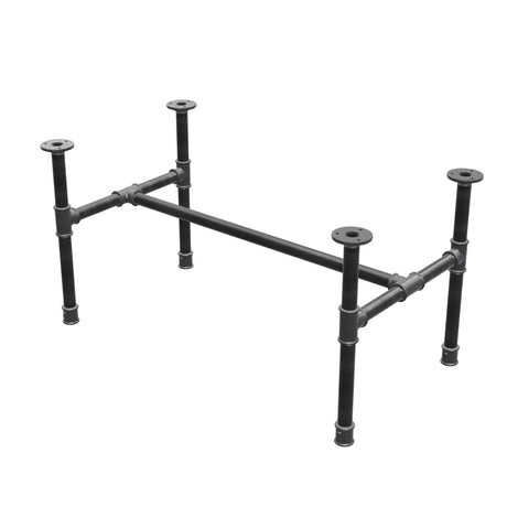 Piètement de table basse industrielle en fonte, structure en H, 81 × 45 cm, hauteur 42 cm, vue trois quarts