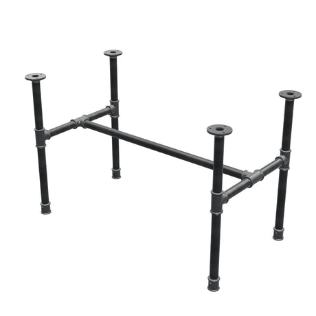 Piètement de table basse industrielle en fonte, structure en H, 81 × 45 cm, hauteur 52 cm, vue trois quarts