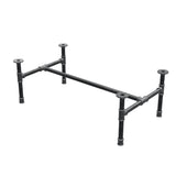 Piètement de table basse industrielle en fonte, structure en H, 91 × 51 cm, hauteur 32 cm, vue trois quarts
