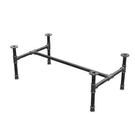 Piètement de table basse industrielle en fonte, structure en H, 91 × 51 cm, hauteur 32 cm, vue trois quarts
