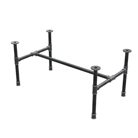 Piètement de table basse industrielle en fonte, structure en H, 91 × 51 cm, hauteur 42 cm, vue trois quarts