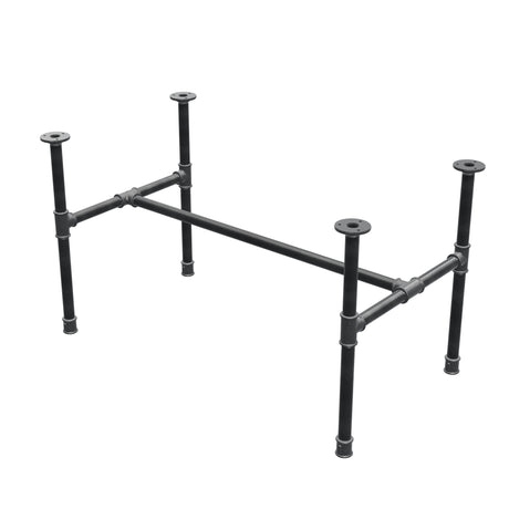 Piètement de table basse industrielle en fonte, structure en H, 91 × 51 cm, hauteur 52 cm, vue trois quarts