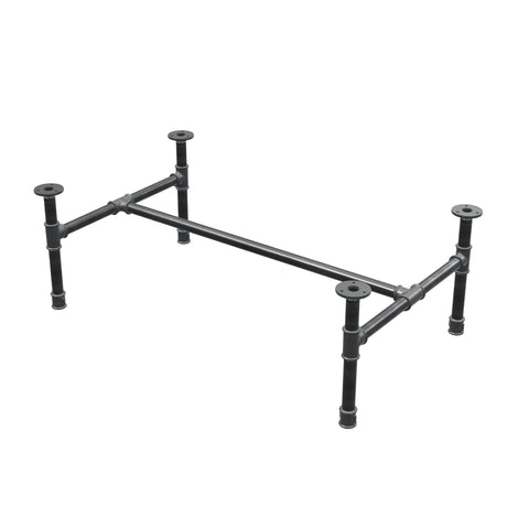 Piètement de table basse industrielle en fonte, structure en H, 91 × 55 cm, hauteur 32 cm, vue trois quarts