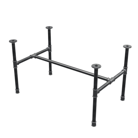 Piètement de table basse industrielle en fonte, structure en H, 91 × 55 cm, hauteur 52 cm, vue trois quarts