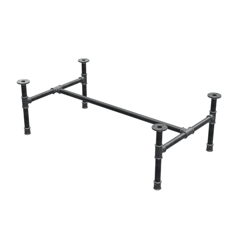 Piètement de table basse industrielle en fonte, structure en H, 96 × 55 cm, hauteur 32 cm, vue trois quarts