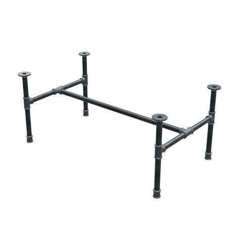 Piètement de table basse industrielle en fonte, structure en H, 96 × 55 cm, hauteur 42 cm, vue trois quarts