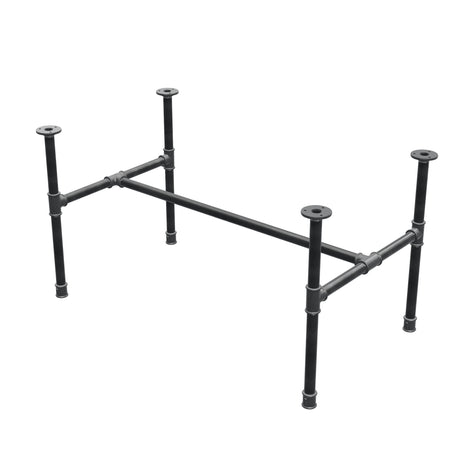 Piètement de table basse industrielle en fonte, structure en H, 96 × 55 cm, hauteur 52 cm, vue trois quarts