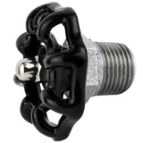 Volant noir 52 mm sur demi-mamelon, 1/2'' écrou inox, raccord en fonte galvanisée