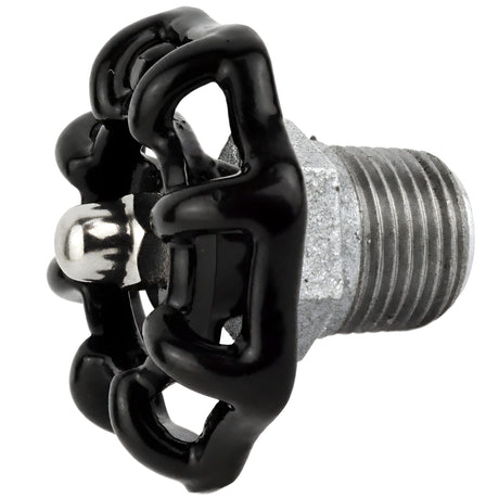 Volant noir 52 mm sur demi-mamelon, 1/2'' écrou inox, raccord en fonte galvanisée