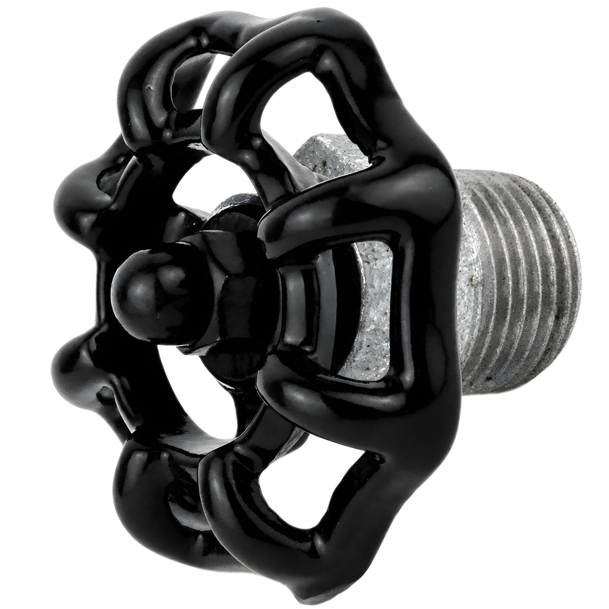 Volant noir 52 mm sur demi-mamelon, 1/2'' écrou noir, raccord en fonte galvanisée