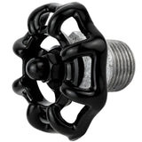 Volant noir 52 mm sur demi-mamelon, 1/2'' écrou noir, raccord en fonte galvanisée