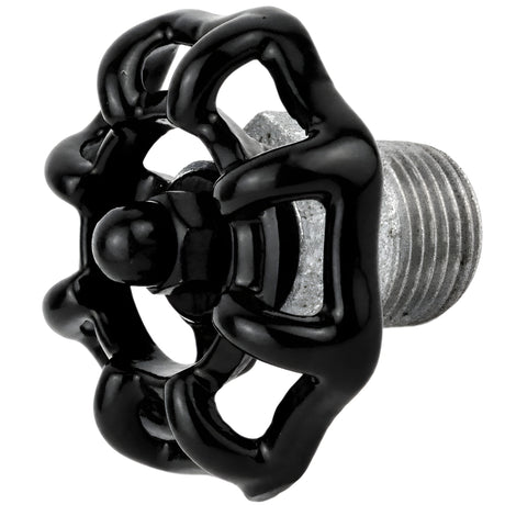 Volant noir 52 mm sur demi-mamelon, 1/2'' écrou noir, raccord en fonte galvanisée