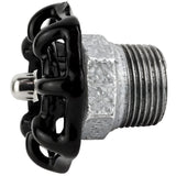 Volant noir 52 mm sur demi-mamelon, écrou inox, raccord en fonte galvanisée