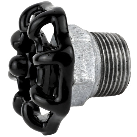 Volant noir 52 mm sur demi-mamelon, écrou noir, raccord en fonte galvanisée