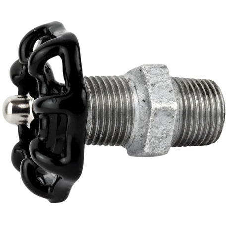 Volant noir 52 mm sur mamelon, 1/2'' écrou inox, raccord en fonte galvanisée