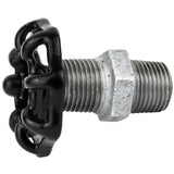 Volant noir 52 mm sur mamelon, 1/2'' écrou noir, raccord en fonte galvanisée