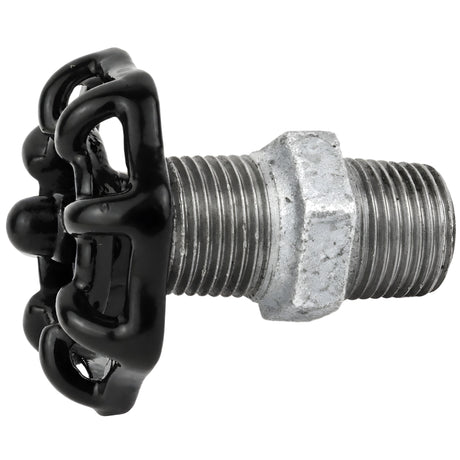 Volant noir 52 mm sur mamelon, 1/2'' écrou noir, raccord en fonte galvanisée