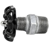 Volant noir 52 mm sur mamelon, écrou inox, raccord en fonte galvanisée